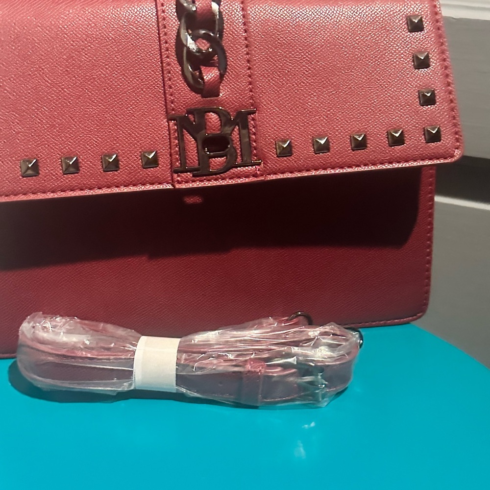 Badgley Mischka Crimson Studded Crossbody Bag